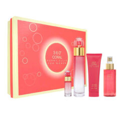 360 Coral Estuche 4 Piezas Dama EDP 100ml + Body Mist 118ml + Crema de manos + Mini 7.5ml
